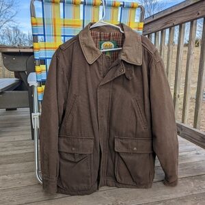 Vintage Cabela's Leather collar barn chore coat brown work jacket men size L